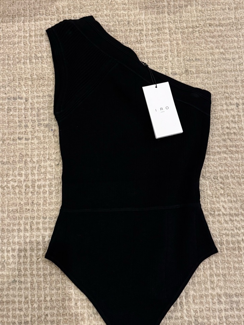 NWT IRO Women's Ciqa Black Knit One Shoulder Bodysuit Top Sz S - Picture 3 of 8